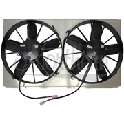 Dual 12" Hi Amp Electric Fan & Shroud (14 7/8 x 25 7/8 x 4 7/8)