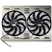 Dual 12" Electric Fan & Shroud (fits 1960-73 Ford Cars)17 1/2 x 25 3/4 x 2 5/8