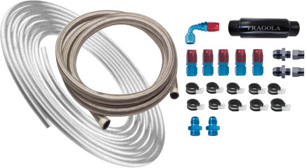 Fuel Cell to Mechanical Pump Plumbing Kit 8AN, Braided S/S Kit