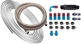 Fuel Cell to Mechanical Pump Plumbing Kit 8AN,  Braided S/S Kit